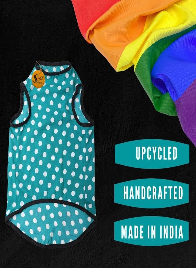 Sage Square Funky Soft Material Dog T-Shirt | Cool/Funky Print Pet | Soft Light Weight | Comfortable & Breathable Dog Clothing | Trendy Vest Outfit (Polka Sky Blue) (Small - 14inch) - Image 4